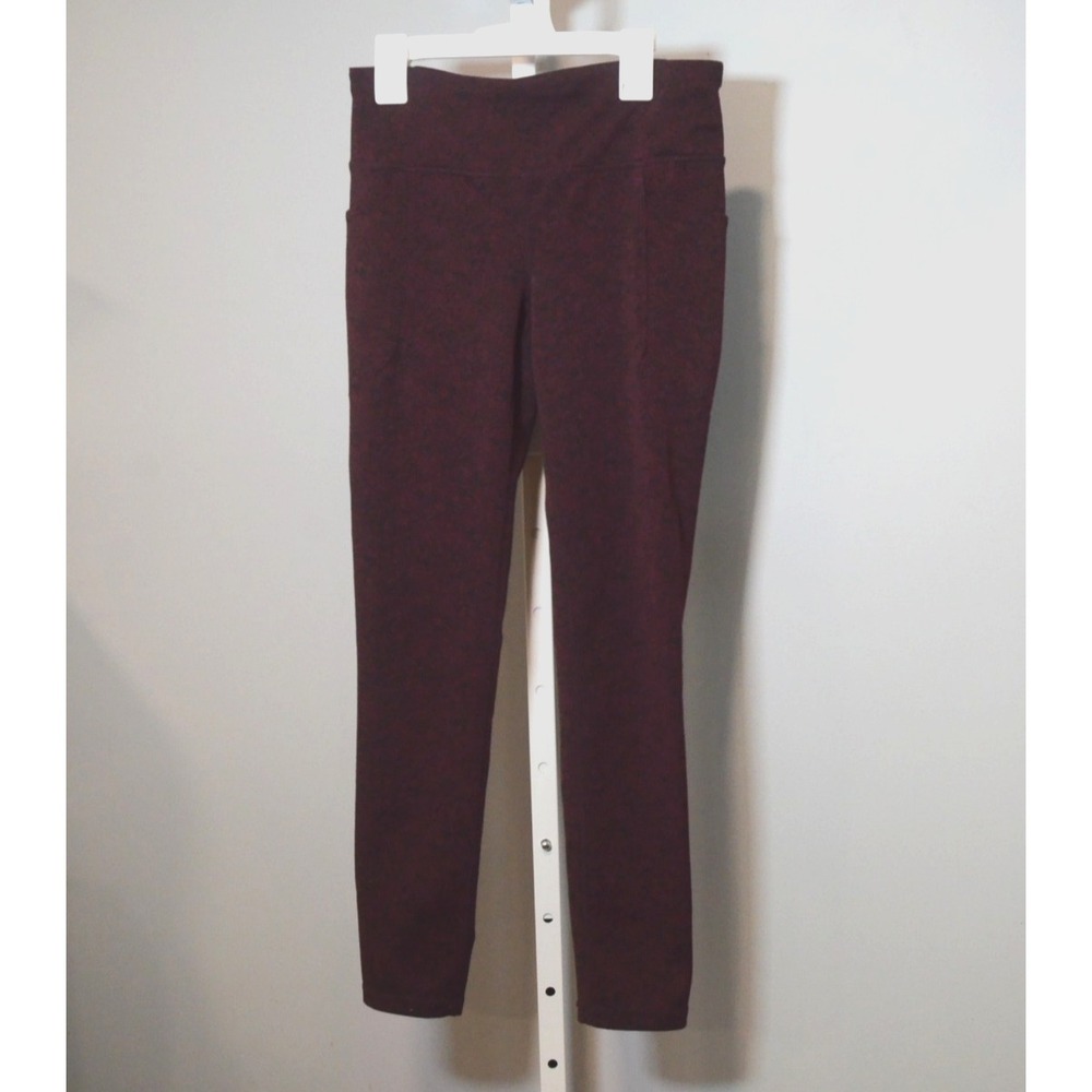 90 Degree by Reflex Women's Size S Textured Stretch Burgundy Leggings w/Pockets